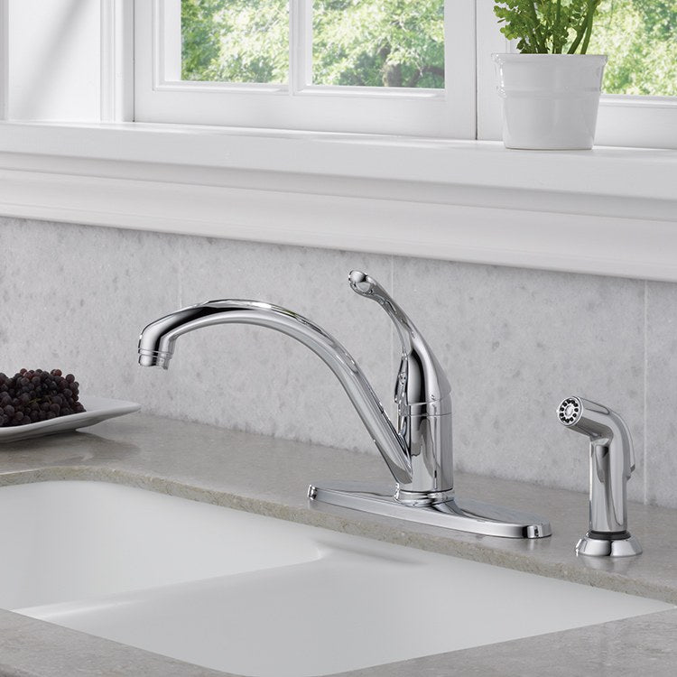 Collins Single Handle Kitchen Faucet with Escutcheon/Side Sprayer ...